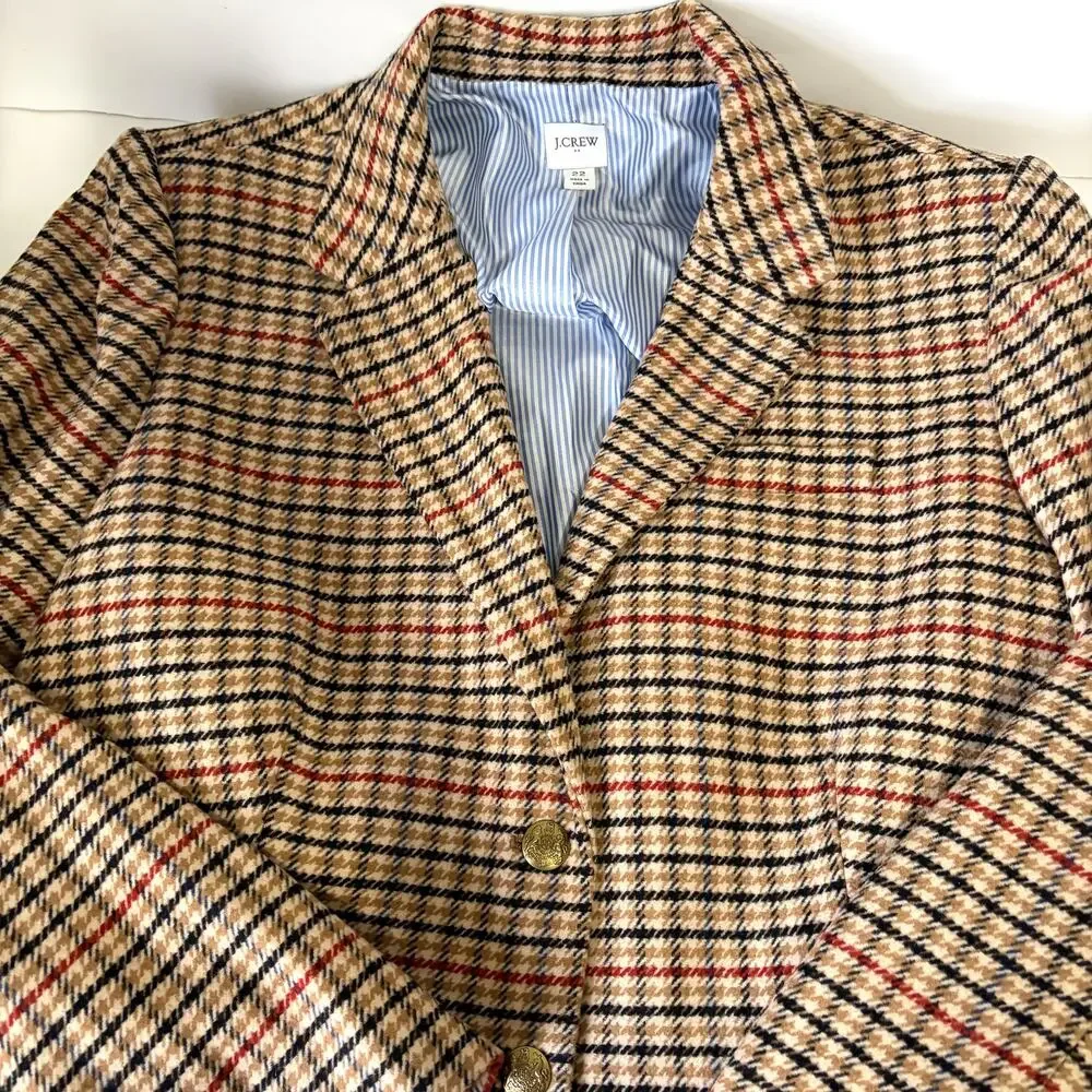 J.CREW NWOT Herringbone Wool Blend Schoolboy Blazer in Light Khaki Size 22